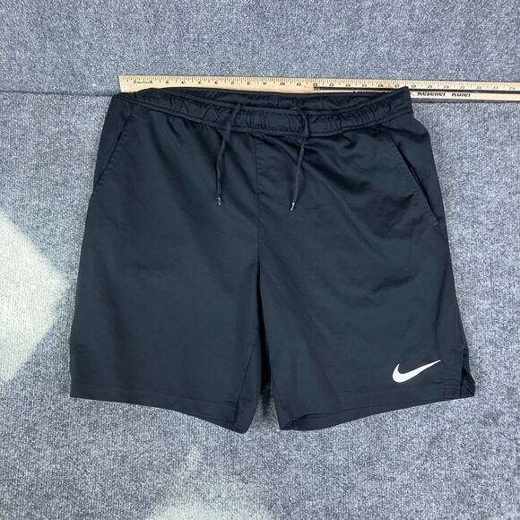 Nike Dri-Fit Shorts Mens Size L Black Stretch Athletic Training Gym Drawstring - Picture 1 of 9